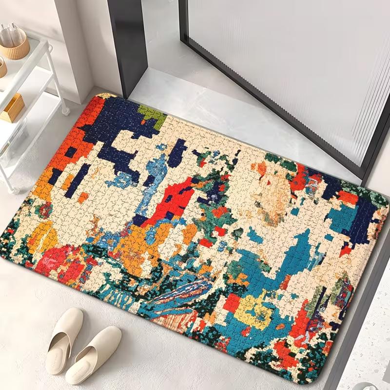 

World Map Door Mat Anti Slip and Machine Washable Home Bedrooms Living Rooms Kitchens Ocean Continent Style Design Carpet 40cm x 60cm