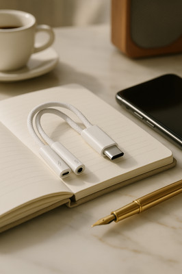 FONKEN 2v1 pletený nabíjecí audio adaptérový kabel typu C USB C na typ C/3,5 mm/iOS sluchátkový převodník vhodný pro telefony Android IPh 15