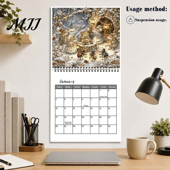 Daily Task Appointment Tracker 2027 Brambly Hedge Wall Calendar, 12 Month Hanging Planner with Vintage Decorative Art Gift Forest Mouse Mushroom