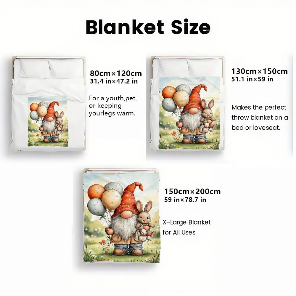 Easter Gnome Thin Flannel Blanket for Bedrooms,Living Rooms,Sofas Blankets,Lunch Breaks,Picnics,blankets Fluffy