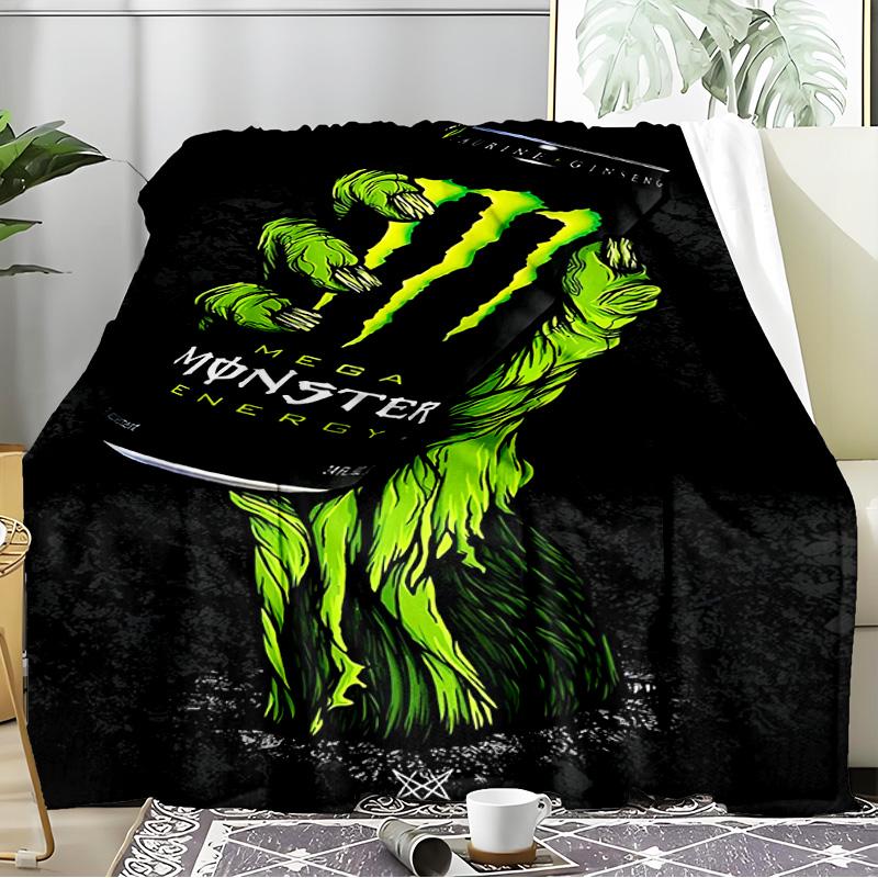 Coperta Monster Drink Morbida in Flanella per Divano, Interni, Campeggio, Soggiorno, Ufficio, Sedia e Letto Regalo di Compleanno Morbido