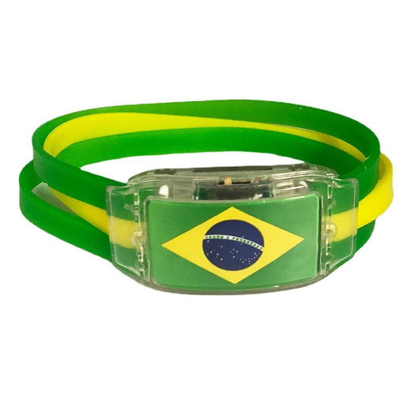 2022 World Cup Led Lighted Flag Bracelet Flag Silicone Bracelet Supplies Cheer