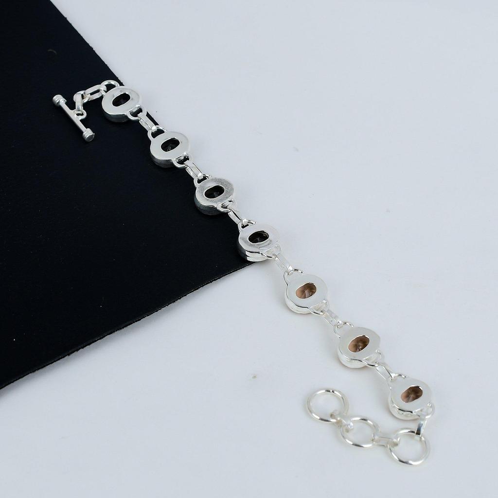 Bransoletka Siwss Blue Topaz Gemstone Handmade 925 Sterling Silver, Bransoletka Siwss Blue Topaz dla żony, Bransoletka unisex prezent dla niej