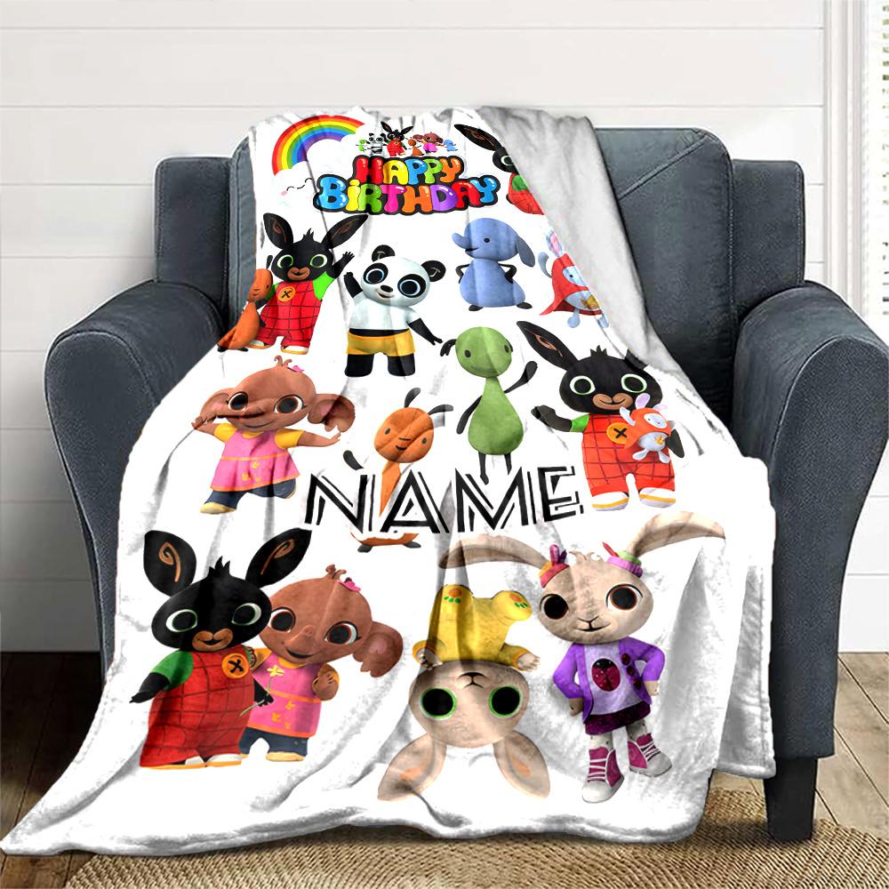 Colorful Characters Celebrate A Joyful Birthday Bash Customize Your Name Cartoon Movie Pattern Blanket Chair Office Sofa Bed Camping Soft And Warm