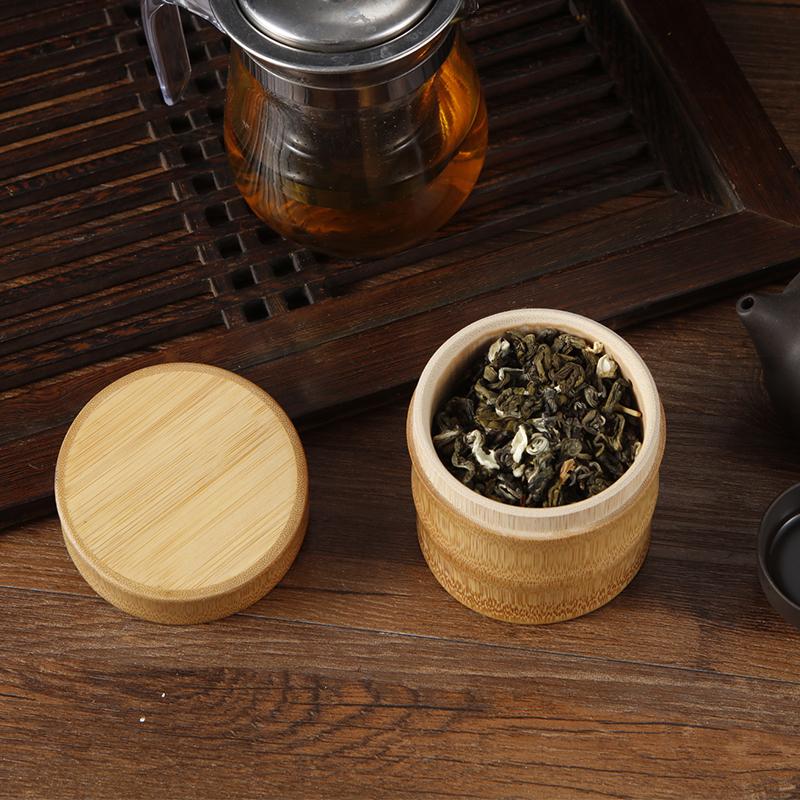 Handmade Tea Box Bamboo Storage Box Tea Canister Lid Seal Kitchen Storage Jars PortableTea Coffee Beans Spice Box Case Organizer