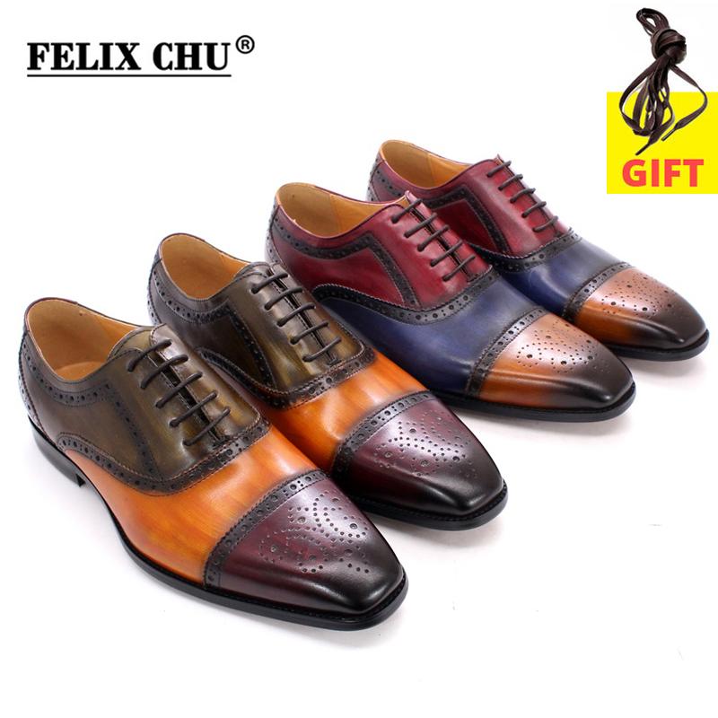 Fashion Classic Men‘s Oxford Shoes Handmade Genuine Leather Calfskin Brogue Shoes Wedding Party Cap Toe Formal Shoes for Men