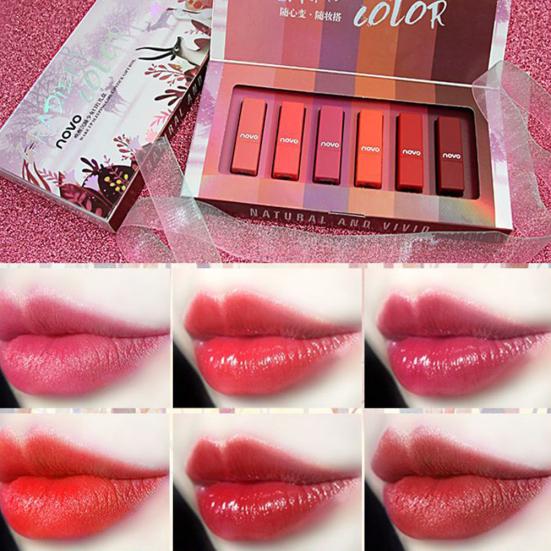 

6шт водонепроницаемая помада длительный шелковистый бархат увлажняющий макияж губ