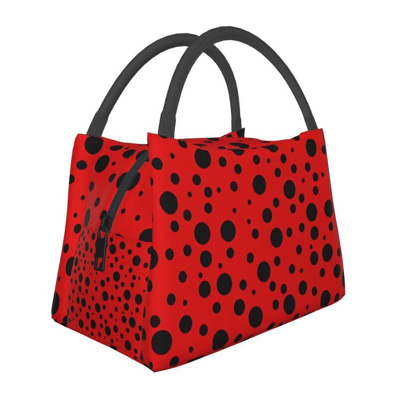 Cute Cartoon Ladybug Thermal Lunch Bag for Women Girls Portable Insulated Cooler Bag for Picnic Beach Work Reusable Lunch Box