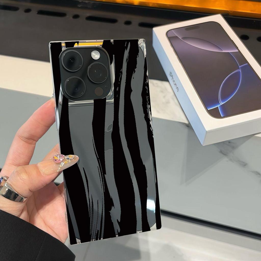 Transparente Quadratische Rückseite Röhrenhülle Schutz Für iPhone 15 Plus 13 11 14 Pro Max 12 16 ProMax Anti-Sauerstoff, Zebra-Streifen Muster Hülle