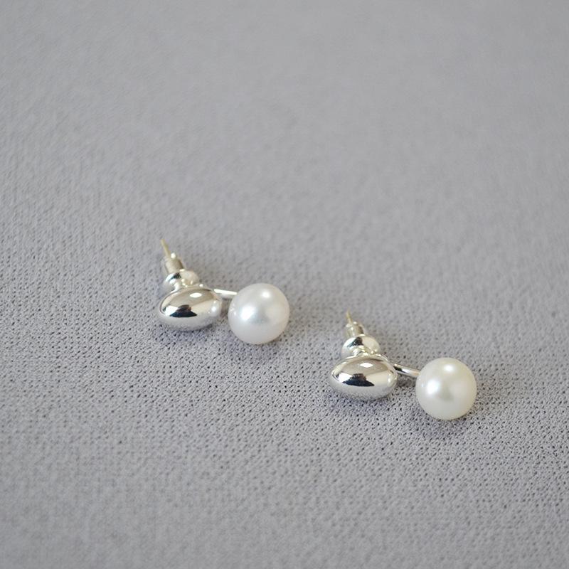 

Korean-Style Gold-Plated Brass & Freshwater Pearl Detachable Stud Earrings with 925 Silver Needle серебряный