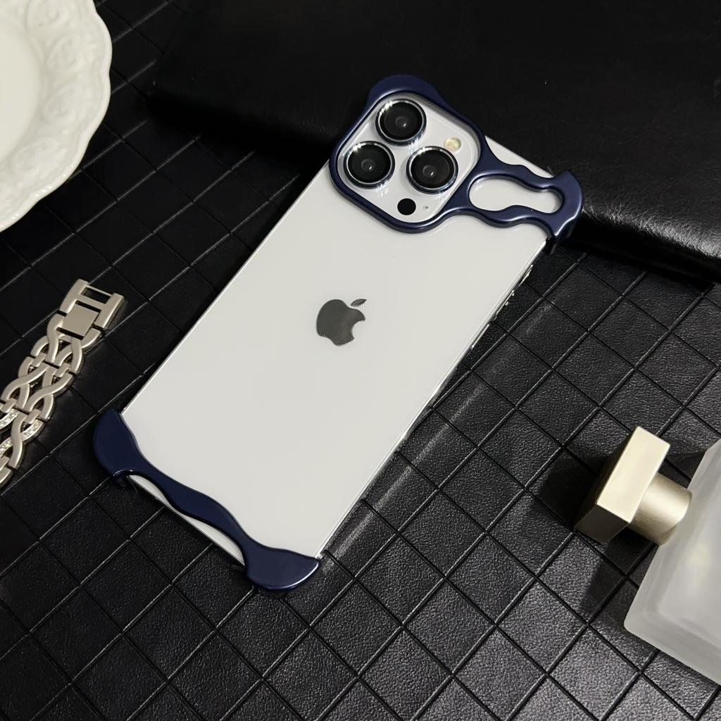 Luxury Metal Titanium Alloy Irregular Phone Case For iPhone 13 14 15 Pro Max 14 15Plus Alien Aluminum Lens Ring Protection Cover