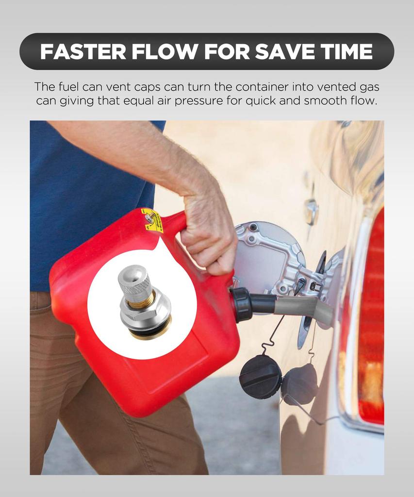 YAKEFLY Fuel Gas Tank Vent Cap Leak Proof Gas Jug Vent Cap Flow Reinforced