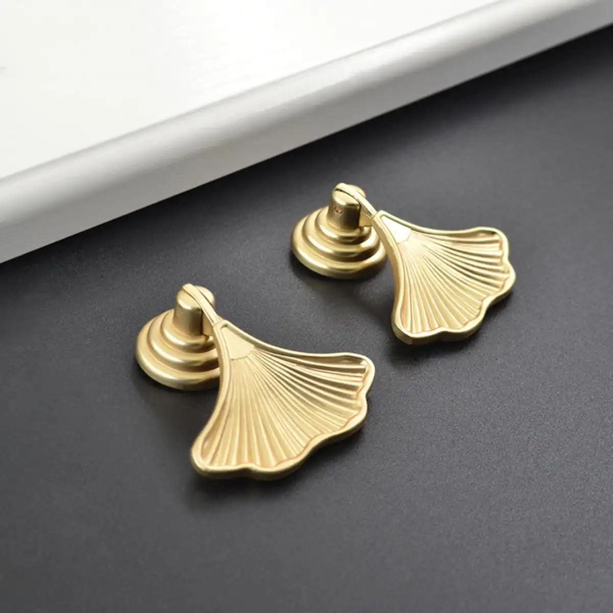 

Zinc Alloy Furniture Handles Ginkgo Drawer Knobs Handles for Cabinets and Drawers Wardrobe Pulls Kitchen Cabinet Cupboard Knobs