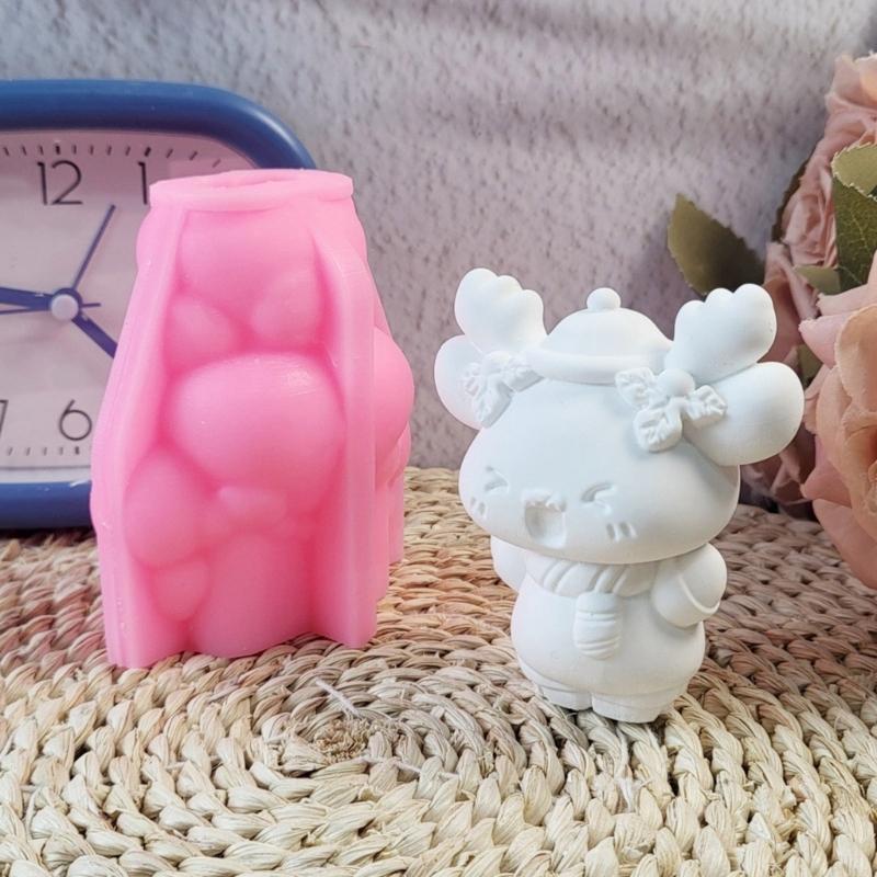 3D Weihnachts-Elch Kerzenform Handgemachte Silikonformen Gussformen Ornamentformen Gipsformen Bastelbedarf