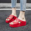 Order A Size Up Women's Slip-On Wedge Sandals Open-Toe Non-Slip Rubber Slippers