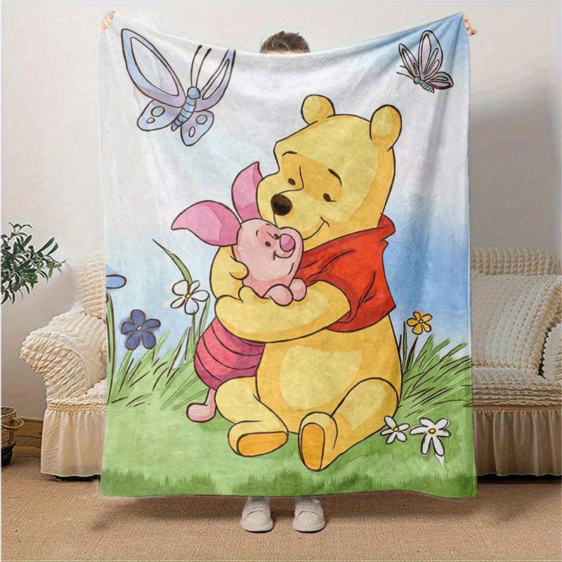 1pc,Winnie the Pooh and Piglet Blanket Cute Cartoon Throw for Home Decor, Couch Cover, Outdoor Use, Travel