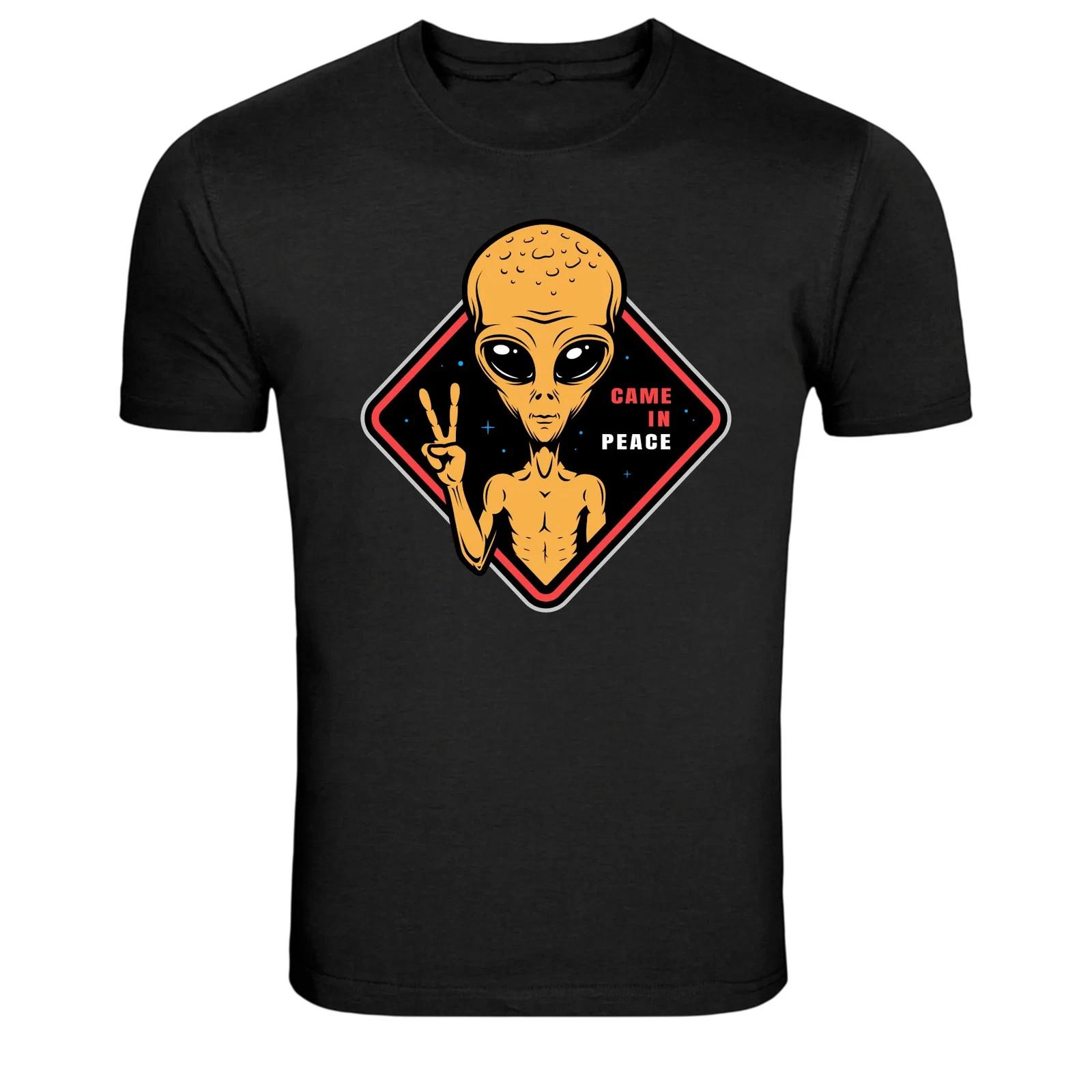 Came In Peace Alien Graphic T-Shirt Funny UFO Space Tee XXL
