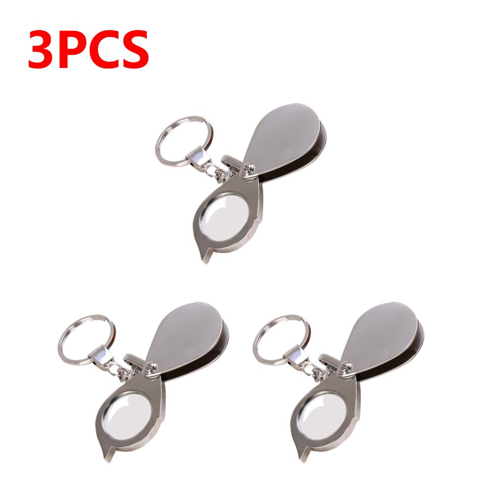 15X Faltbarer tragbarer Schlüsselanhänger Lupe Schlüsselanhänger Vergrößerungsglas Taschengöße Schmucklupe Tasche Faltbare Lupe