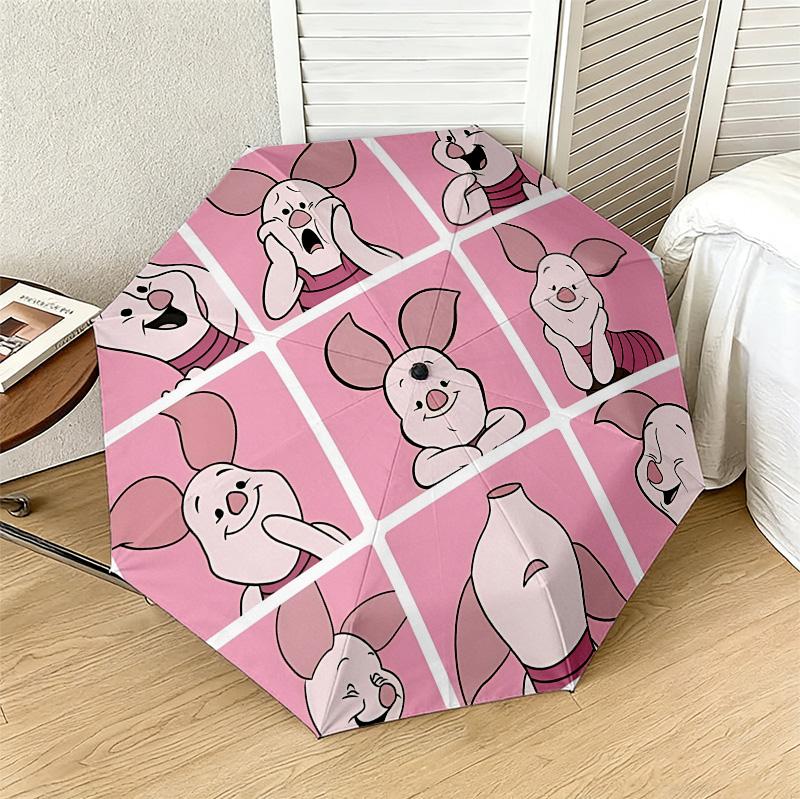 Pig Emotions 8 Ribs 3Fold Black Glue Uv Protection Umbrella Sun Protection Rainproof Compact Folding Umbrella For Travel Daily Use C924711