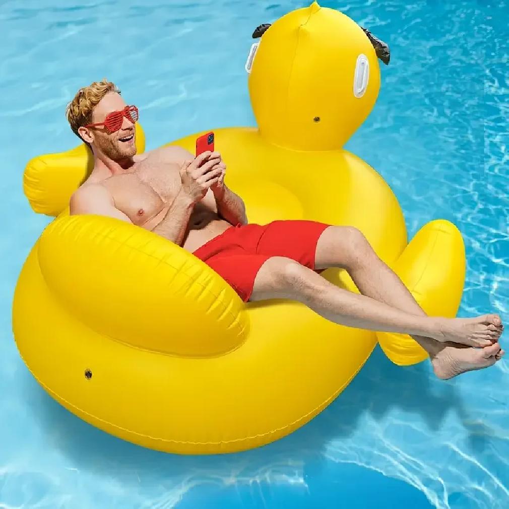 M/Thickened SwimmingPool Floating Bed Air Mattress Giant Duck Inflatable Pool Water Lounge Chair Suitable For Pool & Beach Party
