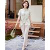 Pasite Women's New Chinese Style Floral Print Top & Pants Set