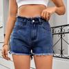 2026 Summer New Women's Casual Trendy Frayed Edge Solid Color Denim Shorts