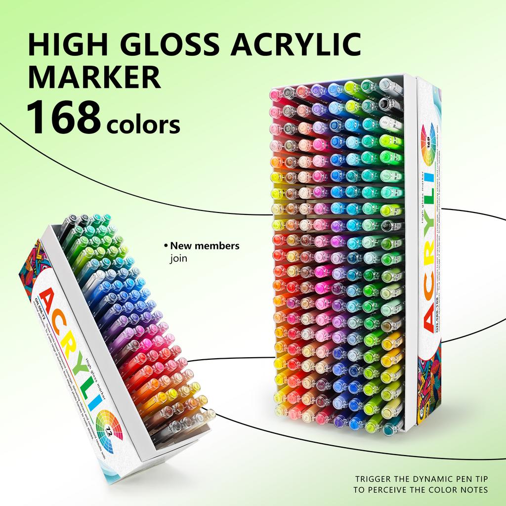 GuangNa 586 Straight Liquid High-gloss Acrylic Marker Pen 72/168 Color Art Painting Graffiti Manual Neutral Pen Large Capacity
