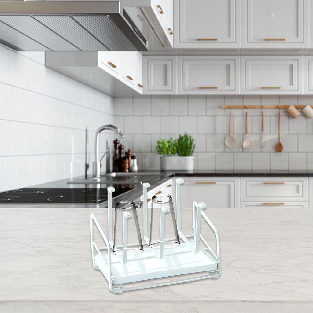 Suport pentru uscare a cănilor, suport pentru 6 căni, suport pentru căni din sticlă cu fund antiderapant, suport pentru căni, suport pentru căni pentru restaurant, blat de birou