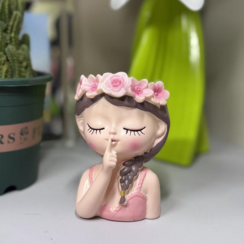1/4Pcs Cute Fairy Flower Pot Resin Figure Planter Flower Pot For Plant Resin Ornament For Desktop Home Office Decor