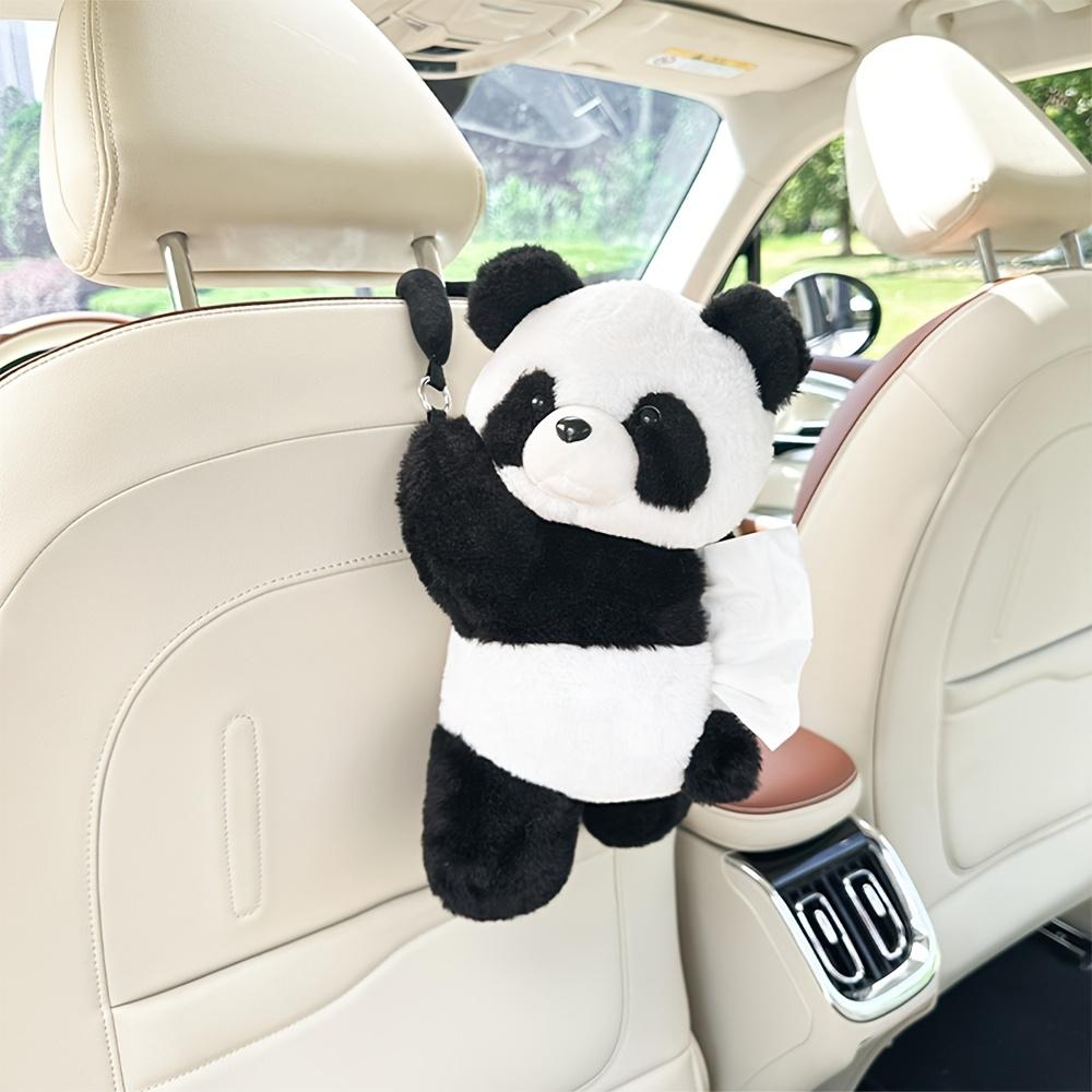 1pc Plush Panda Car Tissue Holder - Universal Fit & Easy Install | Soft Fabric Auto Organizer for SUV/Sedan