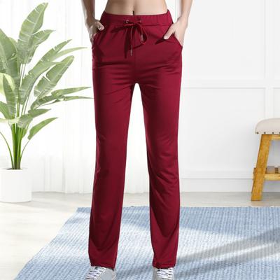 Women Yoga Pants with Pockets Adjustable Drawstring Stretch-Fitting Long Trousers Athletic Compression Leggings