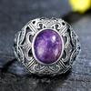 Natural CopperRings Charoite Bead Gemstone Rings for Women Wedding Bands Anniversary Party Gifts Fine Jewelry