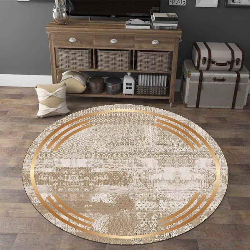 European Style Luxury Round Carpet Home Decoration Living Room Non-slip Large Rugs Bedroom Cloakroom Short Velvet Floor Mats