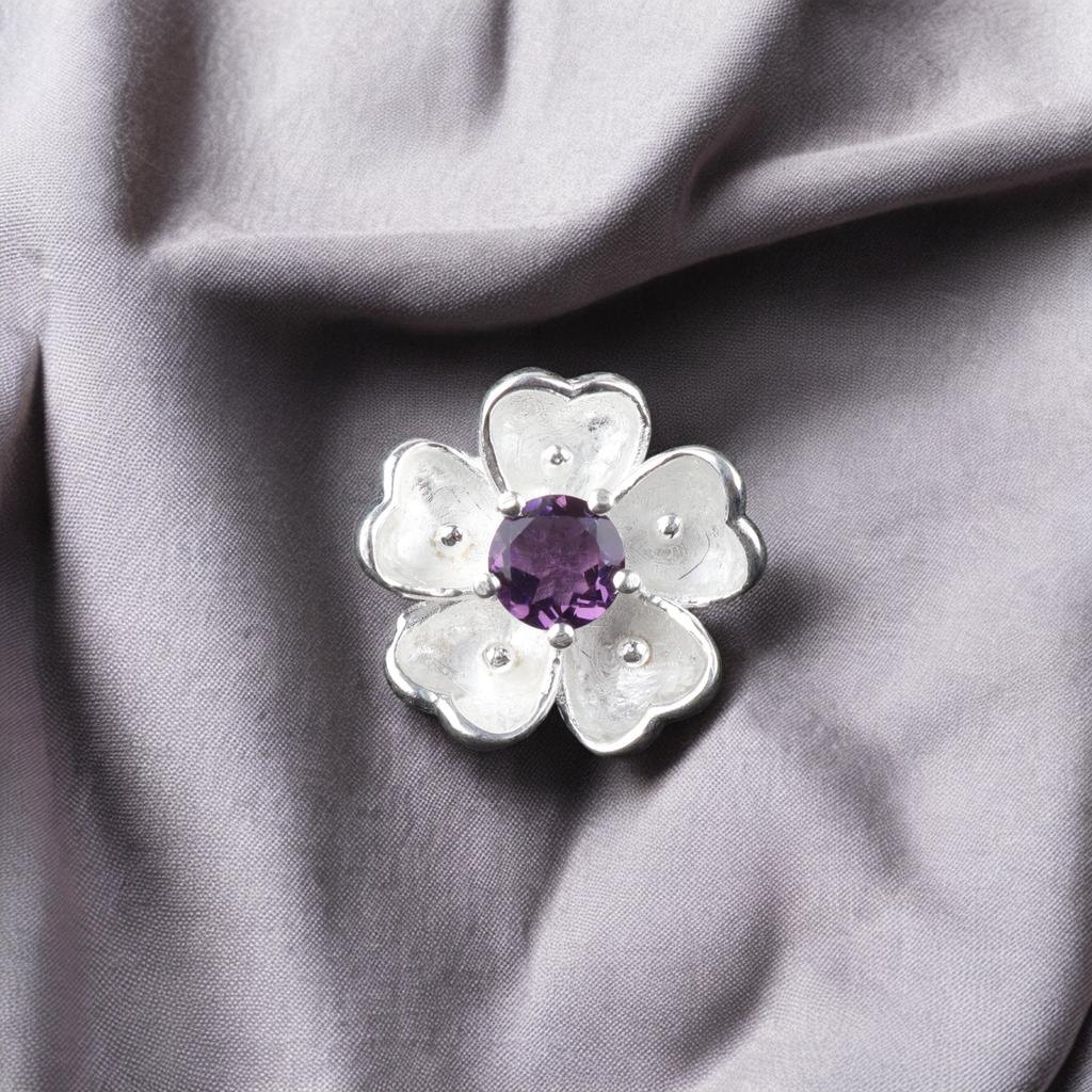 Natural Amethyst Gemstone 925 Sterling Silver Wedding Jewelry Ring Gift For Wife CZR-1-1