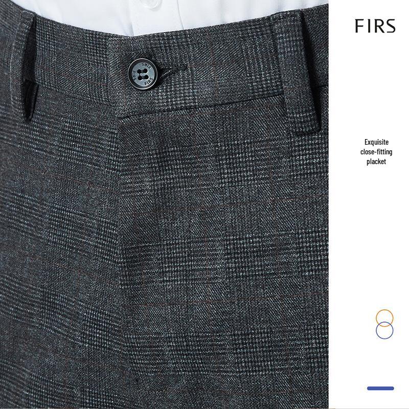 SANSAN Men's Autumn/Winter Wool Blend Plaid Business Casual Straight-Fit Pants