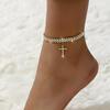 Pin Bohemian Fashion Anklet Rhinestone Cross High Heels Pendant Shining Beach