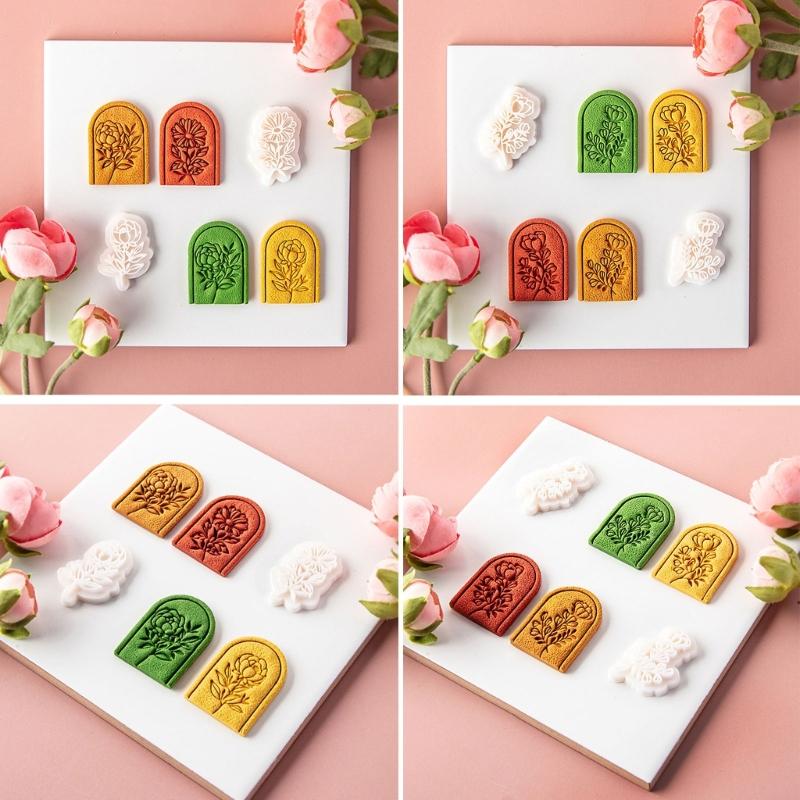Flower Shape Soft Pottery Clay Polymer Cutter Hollow French Earrings Cut Mold for Earring Jewelry Pendant Making