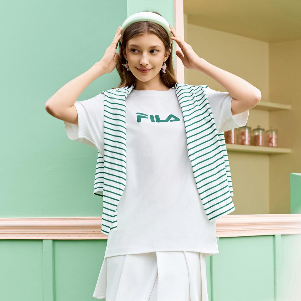 FILA Original Colorful Fashion Simple Classic Retro Large Logo Sports Trendy Casual Versatile Comfortable Loose Short Sleeve T-Shirt F51U619102FTQ