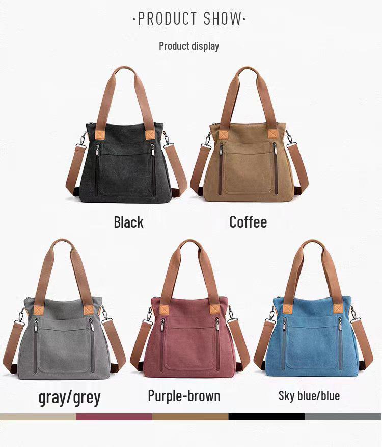 Large-Capacity Women's Canvas Tote - Korean Fashion, Casual Style, Simple Document Bag