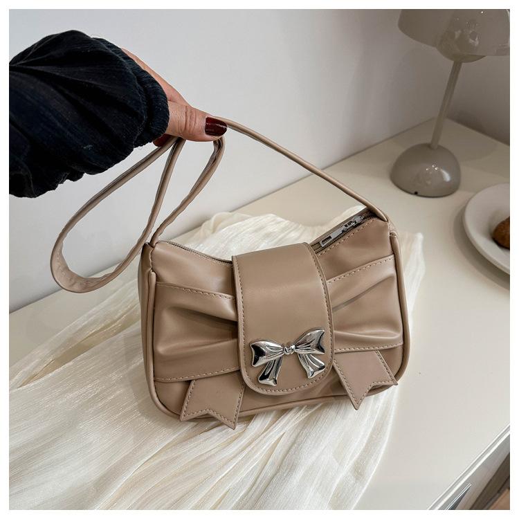 Trendy Bow Shoulder Bag for Women, Handbag, Casual Underarm Bag, Daily Commuting Bags, PU Leather, Banquet Bag, Business