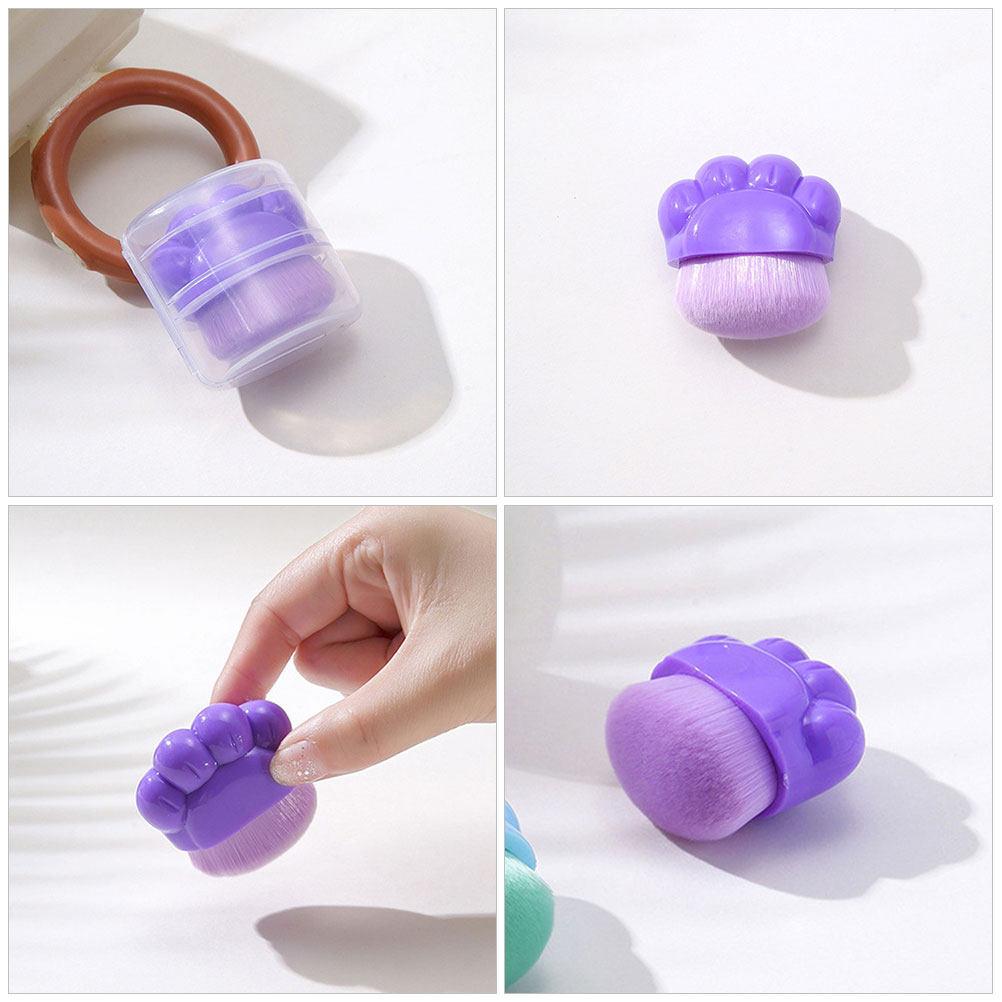 2Pcs Cat Paw Shaped Foundation Brush Soft Artificial Fiber Makeup Applicator for Liquid Powder Blush Concealer Portable Travel