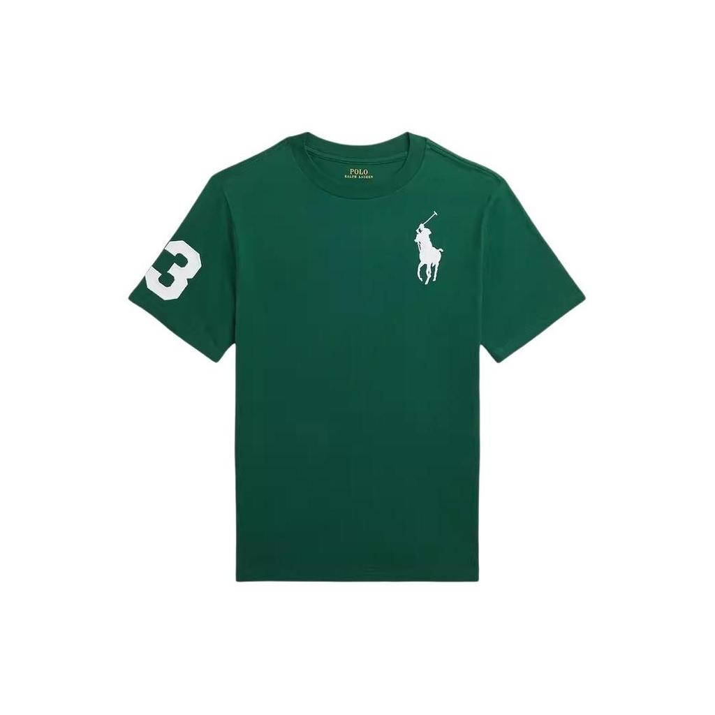 Polo Ralph Lauren T-Shirt Ss24 Digital Patch Plain Knit Crew Neck Short Sleeve New Forest Green Kids Tops CWPOTSHY8020828-300