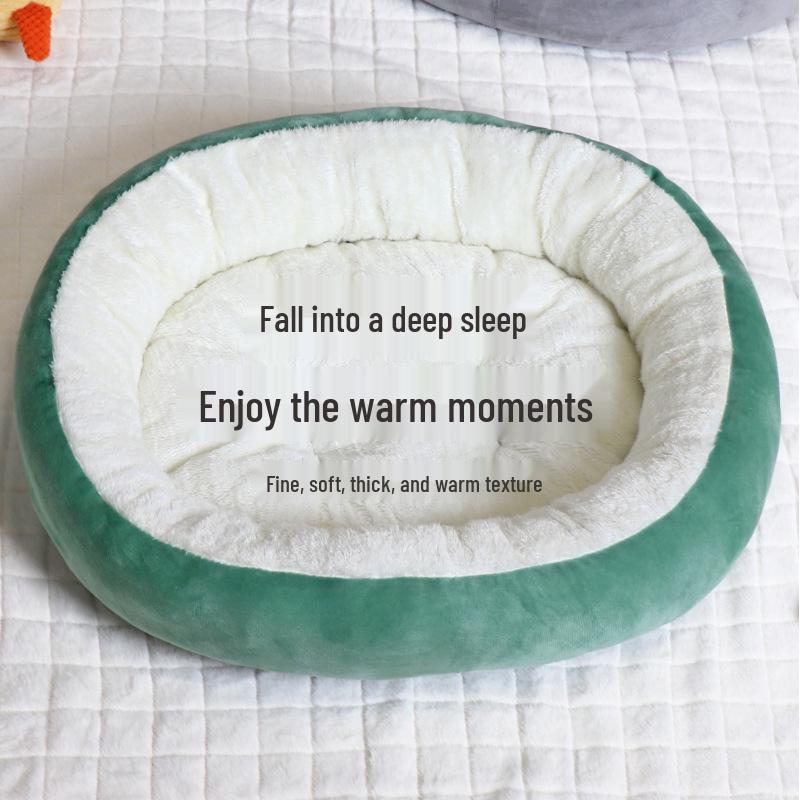 Winter Round Plush Thickened Dog Bed - Deep Sleep Warm Mat for Large Dogs