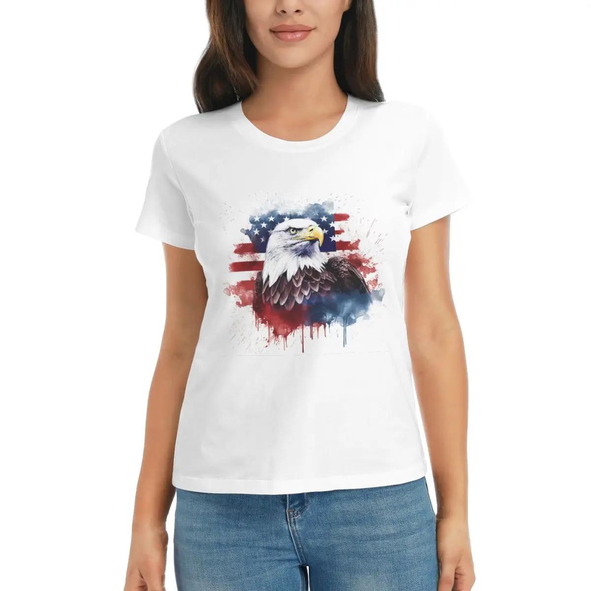 

Women TShirt USA EAGLE American Flag Summer Short Sleeve Tees Round Neck Cotton T Shirts Clothes Tops Streetwear S