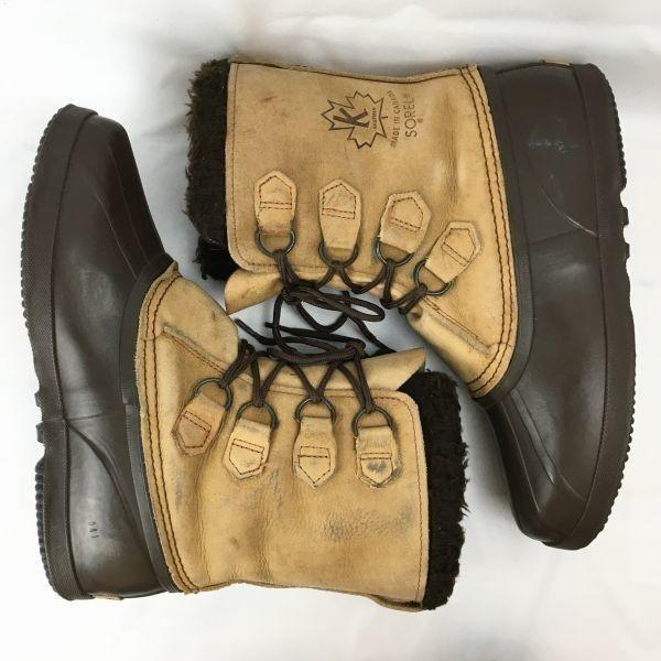 Sorel Size 26.027.0 Approx. Vintage Made In Canada Snow Boots with Liner Brown(USED)
