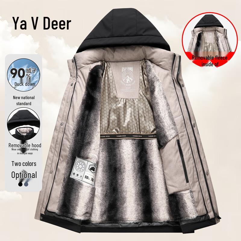 Yalu Men's 3-in-1 Removable Hooded Down Parka