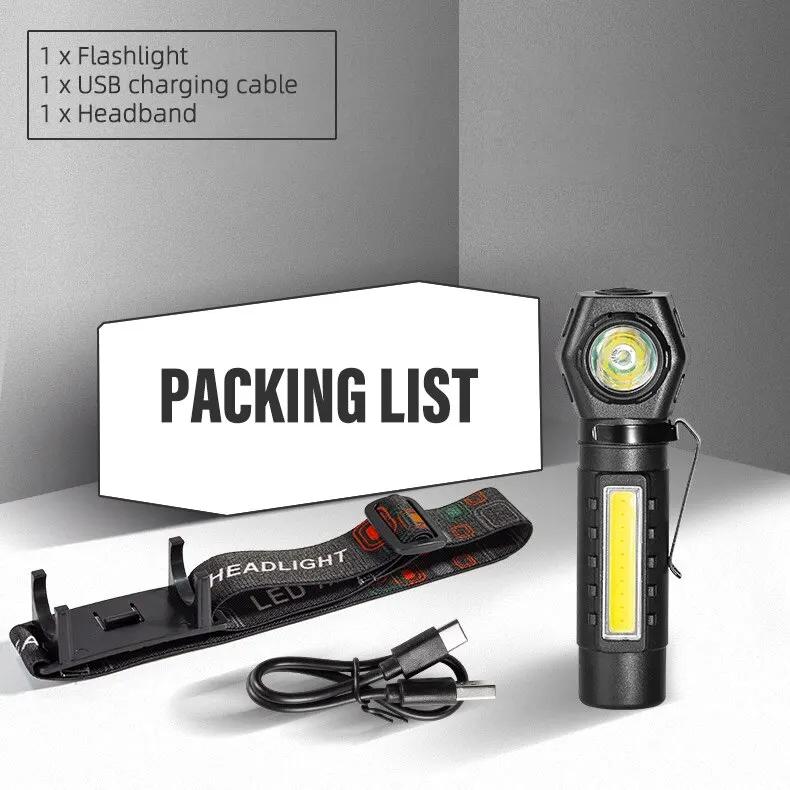 

Super Bright LED Headlamp Rechargeable Flashlight with XPE COB Beads and Tail Magnet Dual Purpose Work Light Waterproof