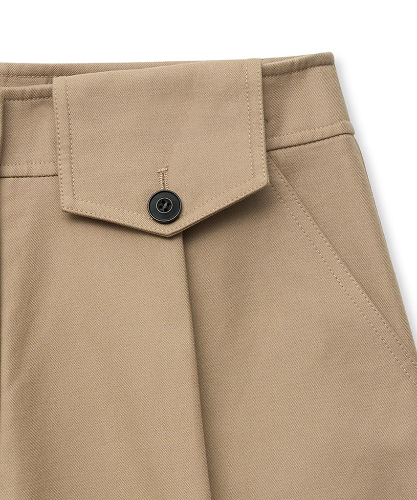 NOIRER FOR WOMAN Heavy Chino One-Pleat Wide Pants (Beige)