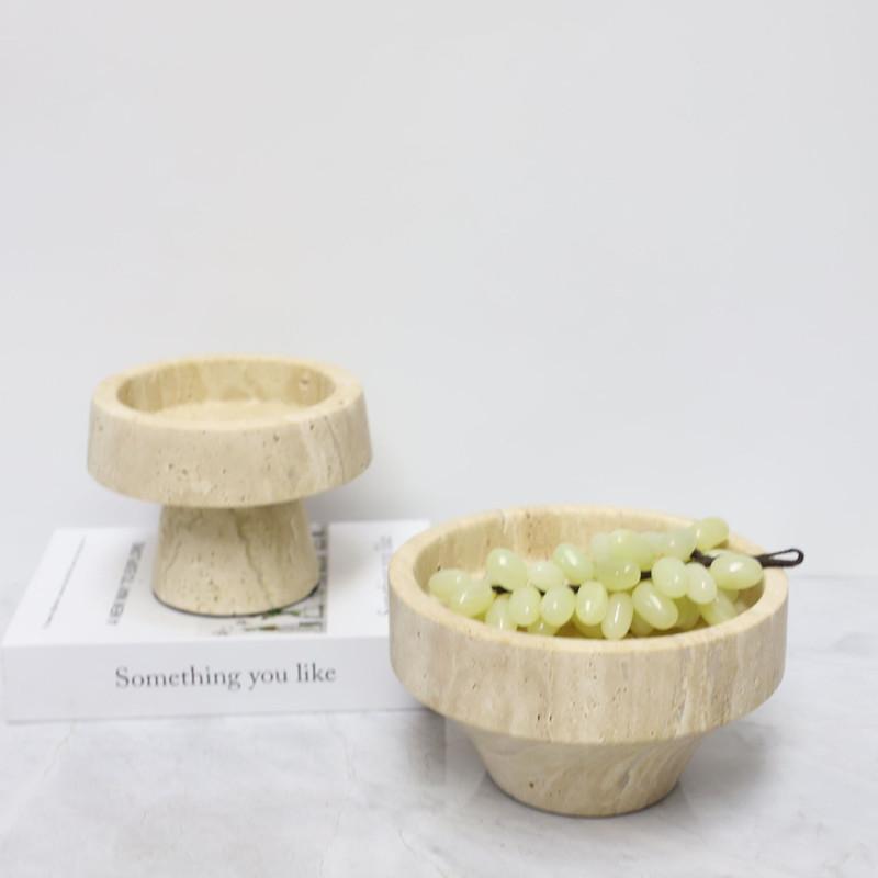 Natural Marble Tray, Beige Limestone Fruit Tray, Jewelry Storage Tray, Living Room Decoration Ornaments, Desktop Storage Rack