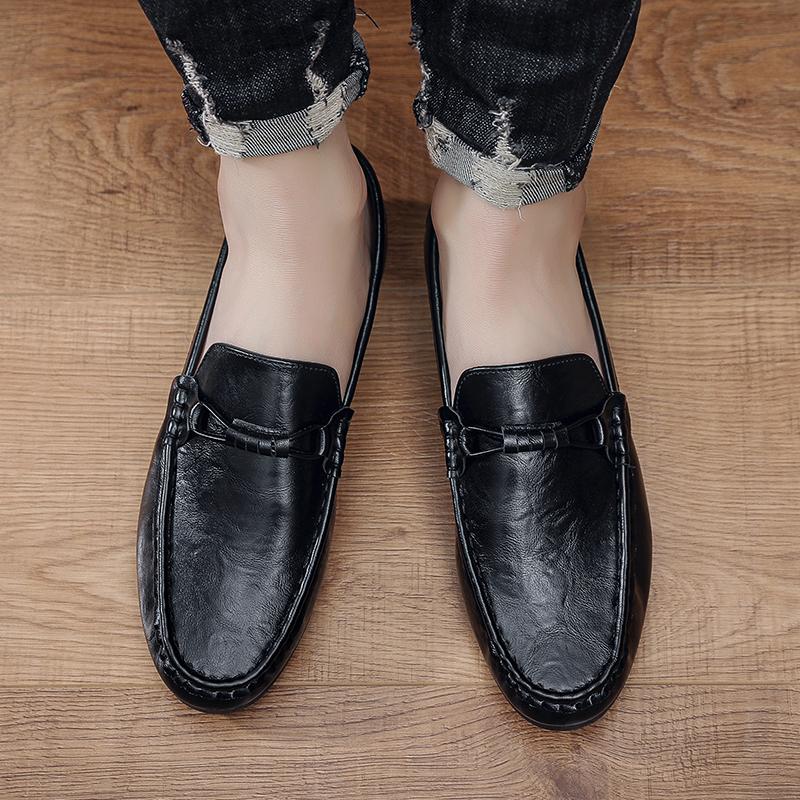 Fashion 2025 Men's Leather Loafers Slip On Business Casual Shoes For Men Waterproof Driving Shoes Comfortable Soft Designer Shoes
